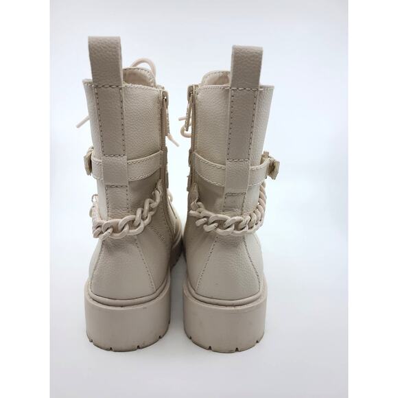 Guess Combat Boots Cream 6.5 Lace Chain - Picture 9 of 10